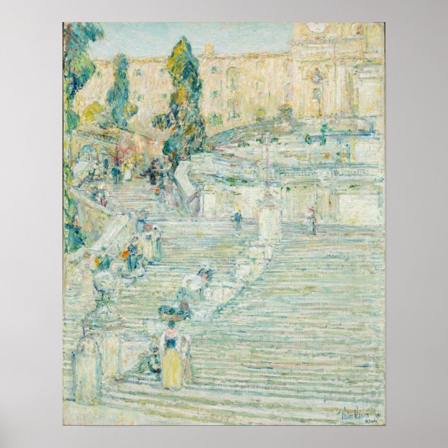 Affiche Les Escaliers Espagnols, Rome | Childe Hassam (Devant)