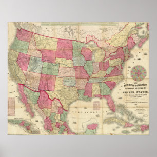 Affiche Les Etats-Unis continents américains