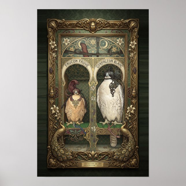 Affiche Les Faucons de l'Est - Art Nouveau Fauconnerie (Devant)