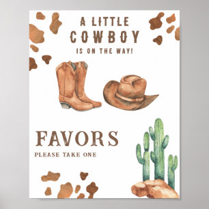 Affiche Les faveurs du baby shower Cowboy