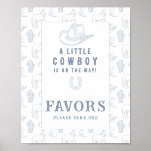 Affiche Les faveurs du baby shower Cowboy