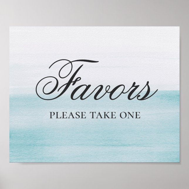Affiche Les faveurs. Mariage de script nautique bleu aquar (Devant)