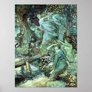 Affiche Les fées d'Arthur Rackham, bleu