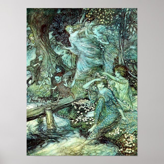 Affiche Les fées d'Arthur Rackham, bleu (Devant)