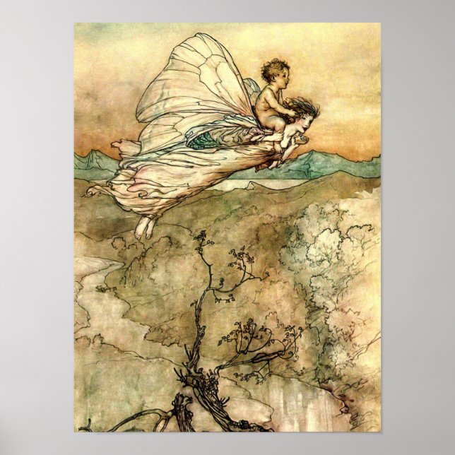Affiche Les fées en vol d'Arthur Rackham (Devant)