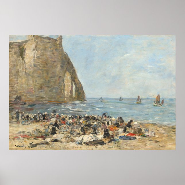 Affiche Les femmes à Washerwomen sur la plage - Eugène Bou (Devant)