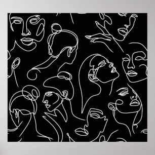 Affiche Les femmes affrontent le Motif de dessin Abstrait