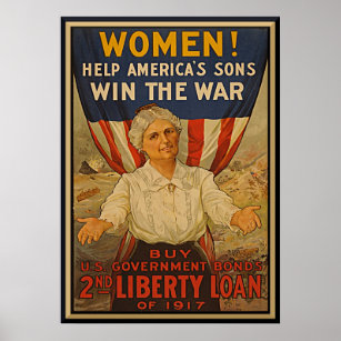 Affiche Les femmes aident le fils de l'Amérique à Vintage 
