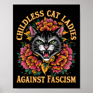 Affiche Les femmes de chat contre le fascisme Président Ka