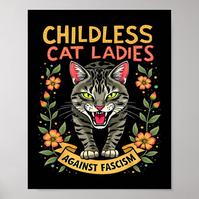 Affiche Les femmes de chat sans enfants contre le fascisme (Devant)
