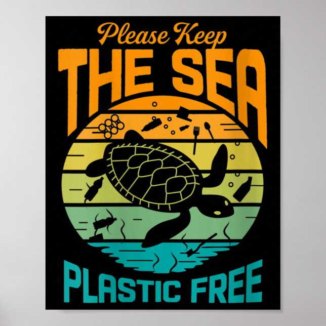 Affiche Les Femmes Gardent La Mer Plastique Libre De Dire, (Devant)