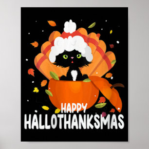 Affiche Les femmes heureux Hallothanksmas Halloween Thanks