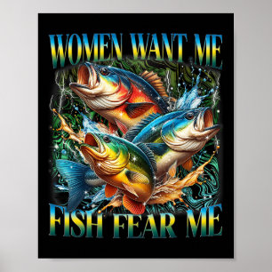 Affiche Les femmes vintage me veulent pêcher B me craindre