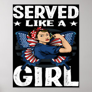 Affiche Les Femmes Vintage Servaient Comme Une Fille Vétér