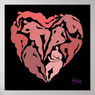 Affiche Les figures inspirées de Matisse en forme de coeur