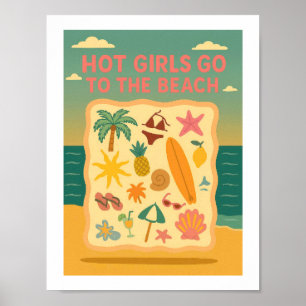 Affiche Les Filles Chaudes Vont À La Plage Citation D'été