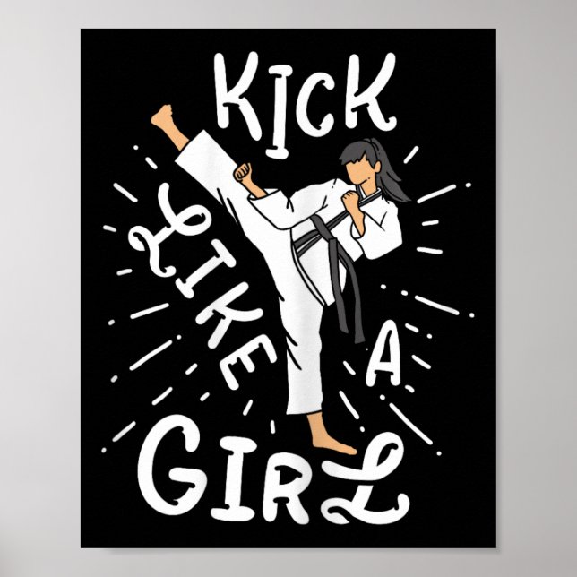 Affiche Les filles de karaté coup de pied comme un taekwon (Devant)