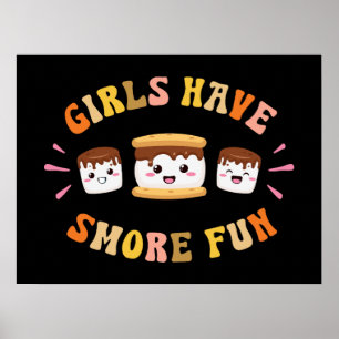 Affiche Les Filles Ont S'more Drôle Kawaii Camping Smores
