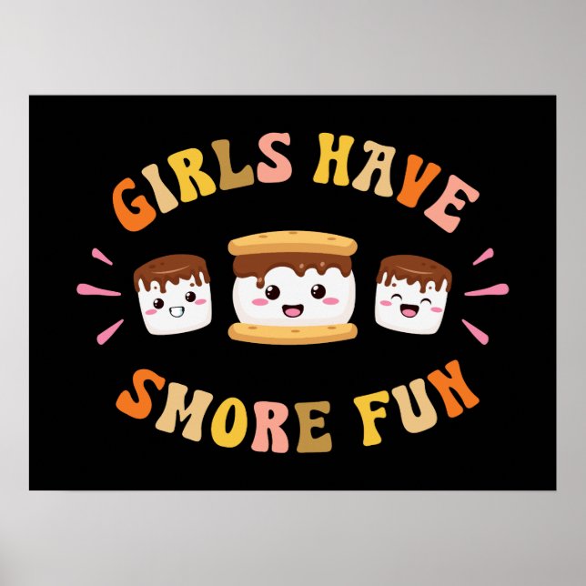 Affiche Les Filles Ont S'more Drôle Kawaii Camping Smores  (Devant)