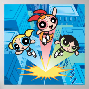 Affiche Les Filles Powerpuff Se Lancent Dans L'Air