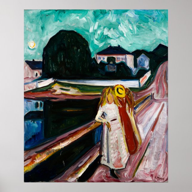 Affiche Les filles sur la jetée par Edvard Munch (Devant)