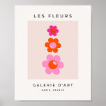 Affiche Les Fleurs 01 Rétro Floral Pink et Orange Flowers<br><div class="desc">Abstract Retro Floral Print - Les Fleurs - Rose et Orange.</div>