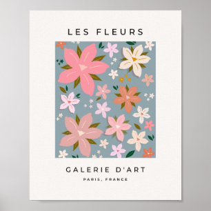 Affiche Les Fleurs 06 Fleur Motif Floral Bleu Et Blush