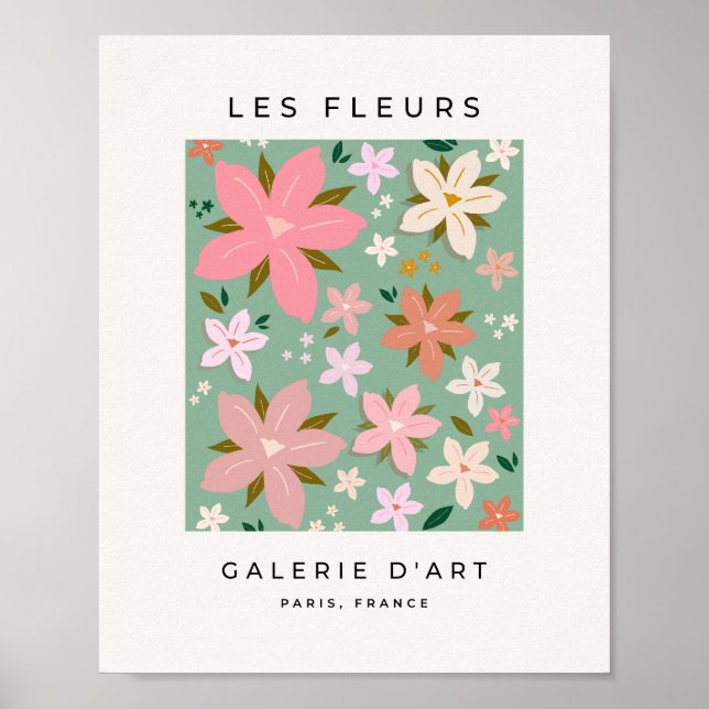 Affiche Les Fleurs 07 Fleurs Abstraites Vert Blush Floral (Devant)