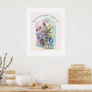 Affiche Les fleurs de prairie sauvage diffusent la gentill