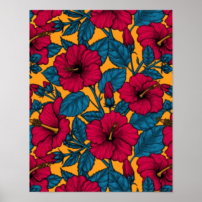 Affiche Les fleurs d'Hibiscus (Devant)
