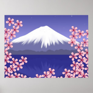 Affiche Les fleurs du mont Fuji et du Sakura