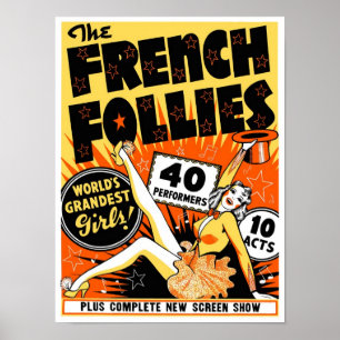 Affiche Les Folies Françaises, 1930. Pin-Up Vintage