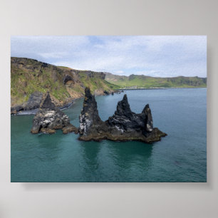 Affiche Les formations rocheuses de Reynisdrangar en Islan