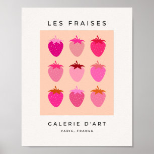 Affiche Les Fraise 02 Fraises De Préppy Rose Et Orange