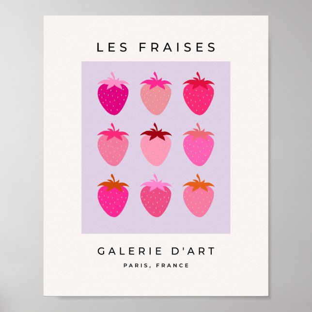 Affiche Les Fraise 03 Fruit De Fraises Rose Et Violette (Devant)