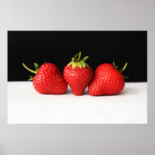 Affiche Les fraises en noir sur blanc