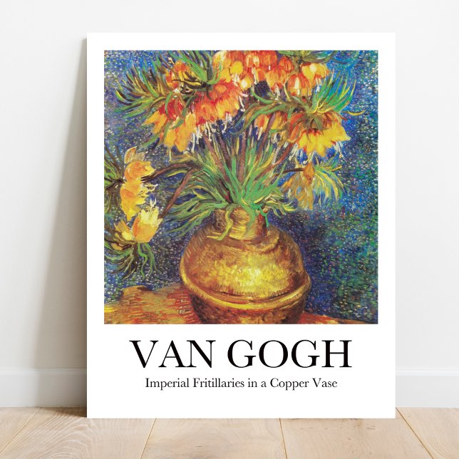Affiche Les frères impériaux dans un vase de cuivre par Va (Van Gogh's Vibrant Blooms: "Imperial Fritillaries." High-quality art poster)