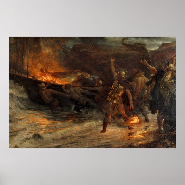 Affiche Les funérailles d'un Frank Dicksee viking 1893 (Devant)