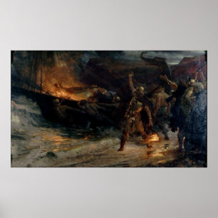 Affiche Les funérailles d'un viking par Frank Bernard Dick