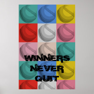 Affiche Les gagnants ne cessent jamais de baseball inspira