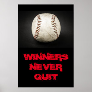Affiche Les gagnants ne cessent jamais de baseball inspiré