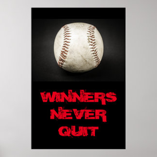 Affiche Les gagnants ne cessent jamais de baseball inspiré