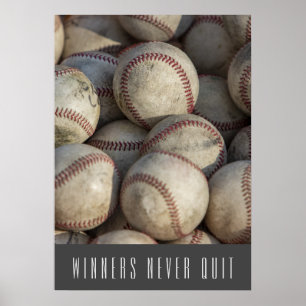 Affiche Les gagnants ne cessent jamais de baseball inspiré