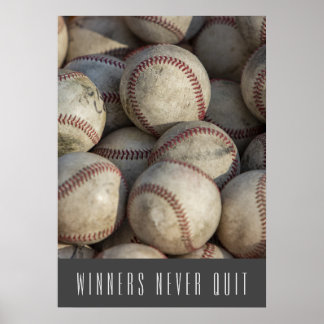 Affiche Les gagnants ne cessent jamais de baseball inspiré