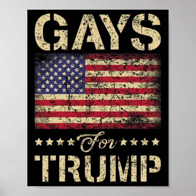 Affiche Les Gays Pour Les Étoiles Trump Et Le Drapeau Amér (Devant)