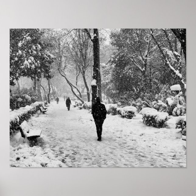 Affiche Les gens dans le parc pendant la journée d'hiver (Devant)
