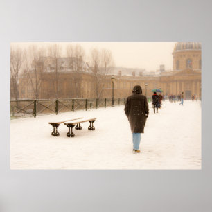 Affiche Les gens marchent dans l'affiche de neige