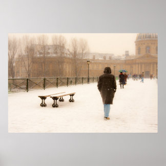 Affiche Les gens marchent dans l'affiche de neige
