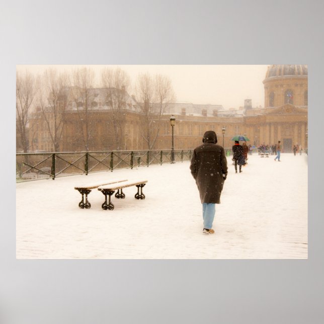 Affiche Les gens marchent dans l'affiche de neige (Devant)
