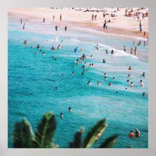 Affiche Les gens qui nagent sur la plage